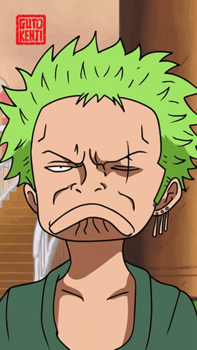 A Cartoon Drawing Of A Man With Green Hair And The Name Guto Kenti On The Corner GIF