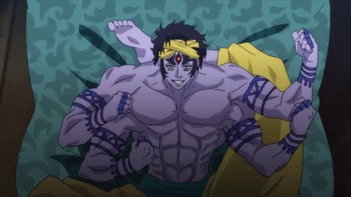 A Cartoon Drawing Of A Man With Many Arms GIF