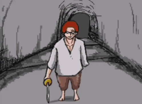 A Cartoon Drawing Of A Man With Red Hair GIF
