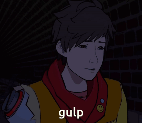 A Cartoon Drawing Of A Man With The Word Gulp On The Bottom GIF