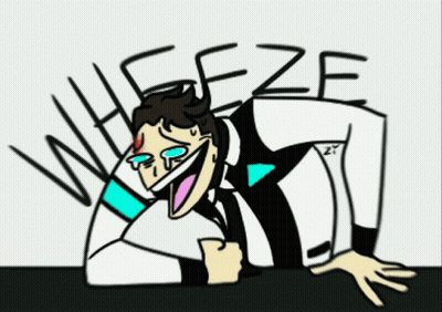 A Cartoon Drawing Of A Man With The Word Wheeze Written On The Bottom GIF
