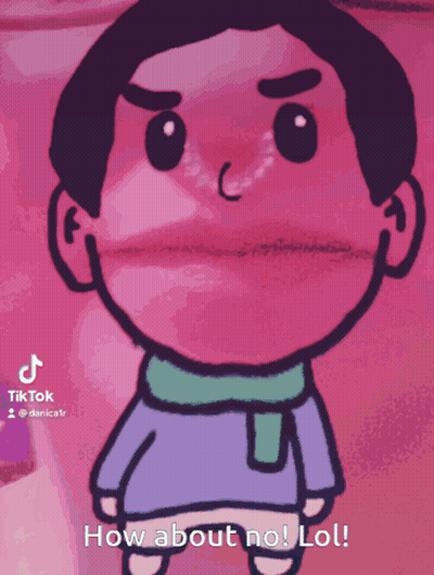 A Cartoon Drawing Of A Man With The Words How About No Lol Below Him GIF