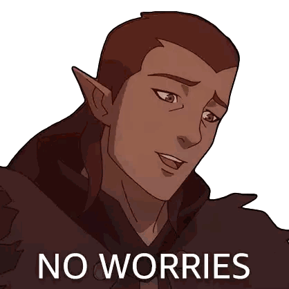 A Cartoon Drawing Of A Man With The Words " No Worries " Underneath Him Sticker