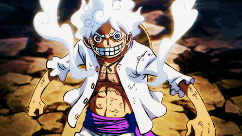 A Cartoon Drawing Of A Man With White Hair And A Straw Hat GIF