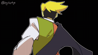 A Cartoon Drawing Of A Man With Yellow Hair And The Name Bigskyrk Gk On The Bottom GIF