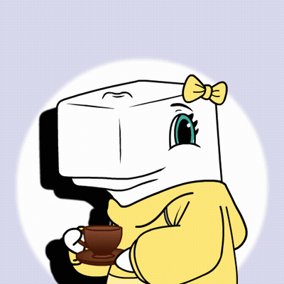 A Cartoon Drawing Of A Marshmallow Holding A Cup Of Coffee With The Words Sip Written Above Her GIF