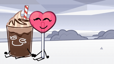 A Cartoon Drawing Of A Milkshake And A Heart Shaped Lollipop GIF
