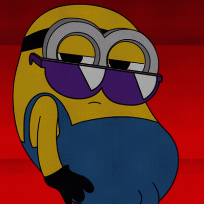 A Cartoon Drawing Of A Minion Wearing Glasses GIF