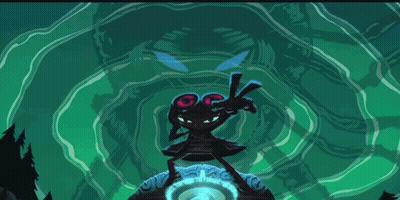 A Cartoon Drawing Of A Monster Standing On A Rock With A Green Background GIF