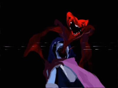 A Cartoon Drawing Of A Monster With A Large Red Mouth GIF