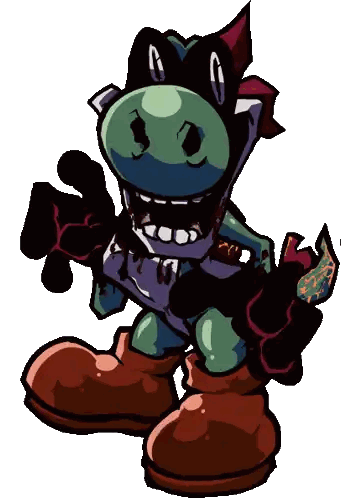 A Cartoon Drawing Of A Monster With A Purple Shirt And Brown Boots Sticker