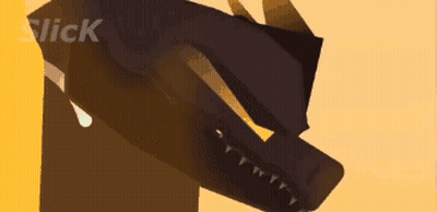 A Cartoon Drawing Of A Monster With A Yellow Background And The Word Slick On The Bottom GIF