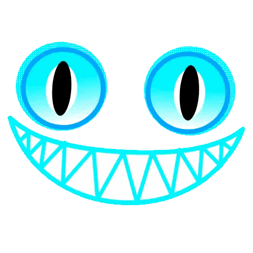 A Cartoon Drawing Of A Monster With Blue Eyes And Sharp Teeth Sticker