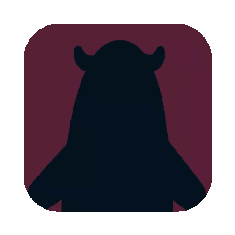 A Cartoon Drawing Of A Monster With Horns And A Flashlight Sticker