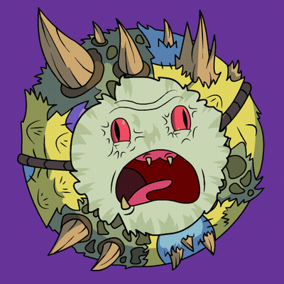 A Cartoon Drawing Of A Monster With Horns And Sharp Teeth GIF
