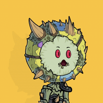 A Cartoon Drawing Of A Monster With Red Eyes And Spikes GIF