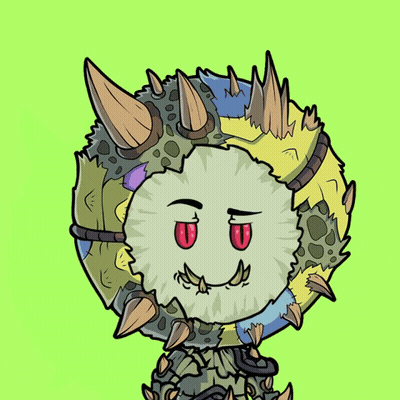 A Cartoon Drawing Of A Monster With Red Eyes And Spikes GIF