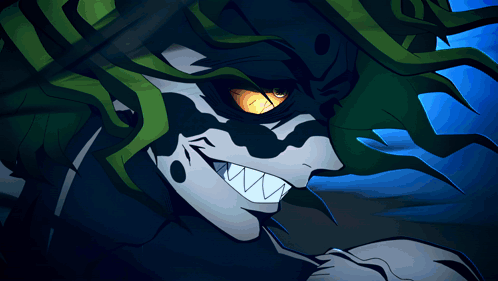 A Cartoon Drawing Of A Monster With Sharp Teeth And Glowing Eyes GIF