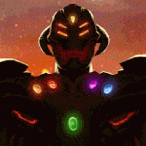 A Cartoon Drawing Of A Monster With The Infinity Stones GIF