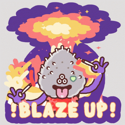 A Cartoon Drawing Of A Monster With The Words Blaze Up Written Below It GIF