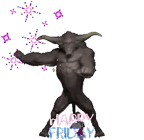 A Cartoon Drawing Of A Monster With The Words Happy Friday Written Below It Sticker