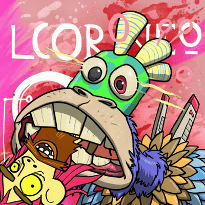 A Cartoon Drawing Of A Monster With The Words Lcor On The Bottom GIF