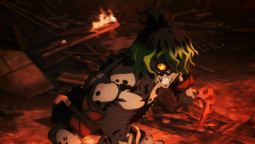 A Cartoon Drawing Of A Monster With Yellow Eyes And Sharp Teeth GIF