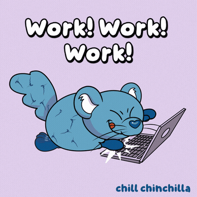 A Cartoon Drawing Of A Mouse Using A Laptop With The Words Work Work Work Written Above It GIF