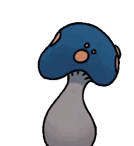 A Cartoon Drawing Of A Mushroom With A Blue Cap Sticker