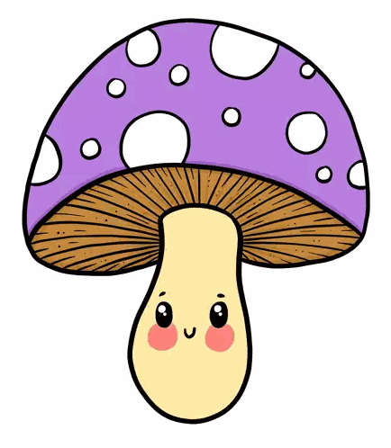 A Cartoon Drawing Of A Mushroom With Polka Dots On It Sticker