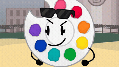 A Cartoon Drawing Of A Paint Palette With Sunglasses On GIF