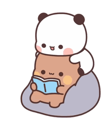 A Cartoon Drawing Of A Panda Reading A Book Sticker