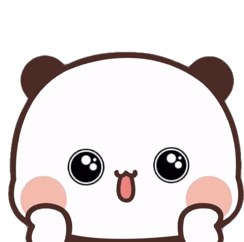 A Cartoon Drawing Of A Panda With Big Eyes And A Tongue Sticking Out Sticker