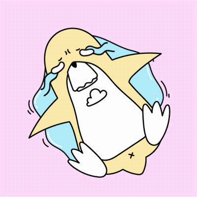 A Cartoon Drawing Of A Penguin Crying In A Puddle GIF