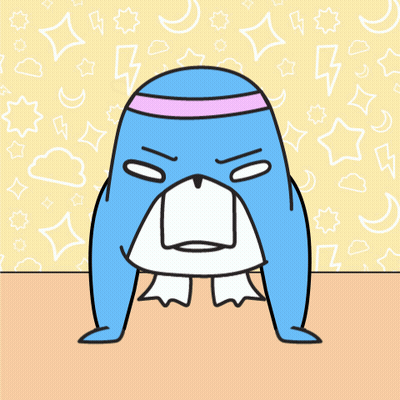A Cartoon Drawing Of A Penguin Wearing A Pink Band Around Its Head GIF