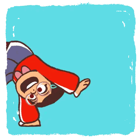 A Cartoon Drawing Of A Person Doing A Handstand On A Blue Background Sticker