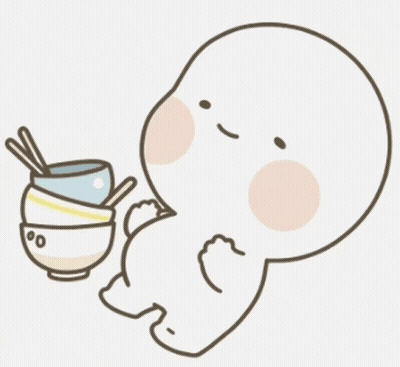 A Cartoon Drawing Of A Person Eating A Bowl Of Food GIF