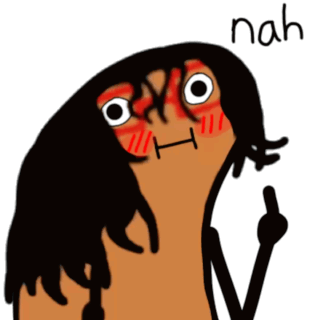 A Cartoon Drawing Of A Person Giving The Middle Finger With The Word Nah Above It GIF