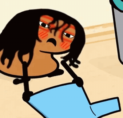 A Cartoon Drawing Of A Person Holding A Blue Blanket GIF