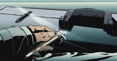 A Cartoon Drawing Of A Person Holding A Gun With The Letter S On It GIF