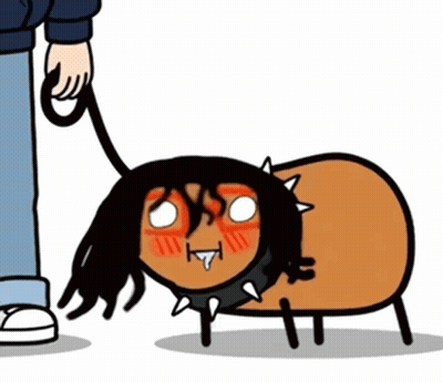 A Cartoon Drawing Of A Person Holding A Leash Of A Dog GIF