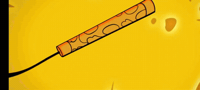 A Cartoon Drawing Of A Person Holding A Piece Of Cheese GIF