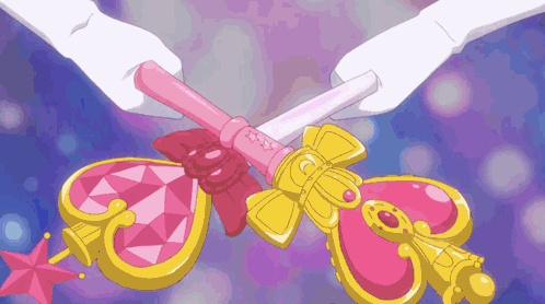 A Cartoon Drawing Of A Person Holding A Pink Wand And A Yellow Wand GIF