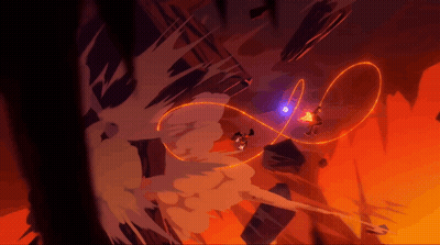 A Cartoon Drawing Of A Person Holding A Rope With A Purple Light Coming Out Of It GIF