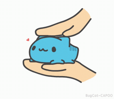 A Cartoon Drawing Of A Person Holding A Small Blue Cat GIF