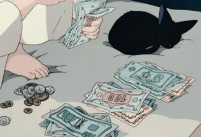 A Cartoon Drawing Of A Person Holding A Stack Of Money With The Number 100 On It GIF