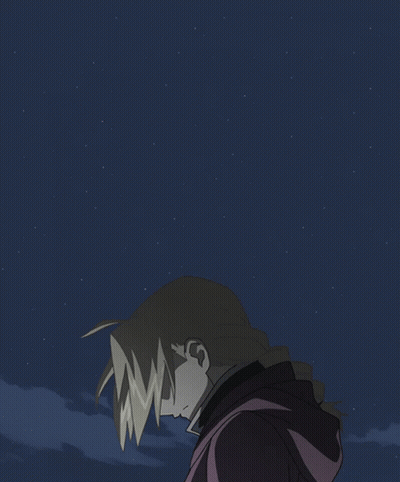 A Cartoon Drawing Of A Person Looking Up At The Night Sky GIF