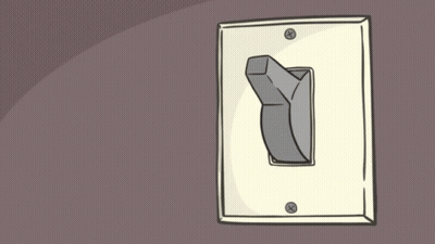 A Cartoon Drawing Of A Person Pressing A Light Switch With Their Finger GIF