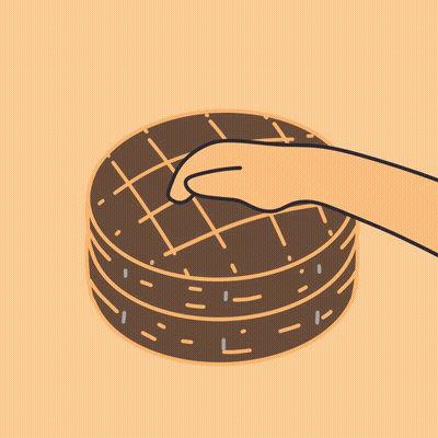 A Cartoon Drawing Of A Person Putting A Bunch Of Dumplings In A Steamer GIF