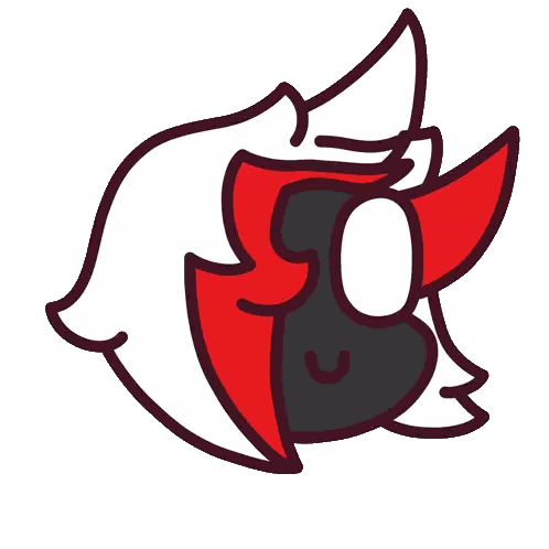 A Cartoon Drawing Of A Person 'S Face With A Red And White Hair Sticker